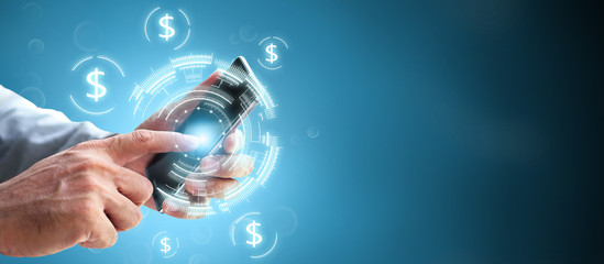 Future blockchain digital financial banking wealth transformation technology. Cashless Innovation...