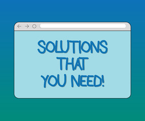 Handwriting text Solutions That You Need. Concept meaning Advices help support assistance coaching needed Monitor Screen with Forward Backward Progress Control Bar Blank Text Space