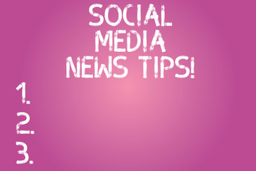 Conceptual hand writing showing Social Media News Tips. Business photo text Internet online communications new ways of knowledge Color Rectangular Shape Outline and Round Beam in Center