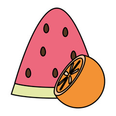 fresh watermelon portion with orange