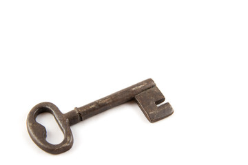 Vintage key used for an old wardrobe, with copyspace