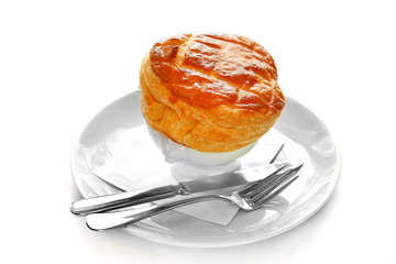onion soup with puff pastry