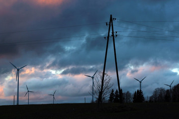 electricity pole and wind generators