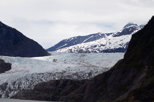 view of Mendenhall gracier in spring