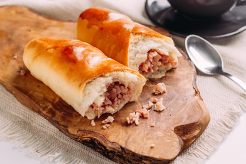 Cachitos and cup of coffee, Venezuelan typical breakfast