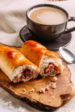 Cachitos and cup of coffee, Venezuelan typical breakfast