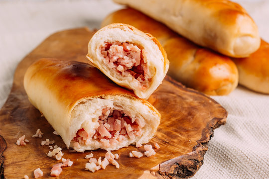 Venezuelan typical breakfast, cachitos of ham
