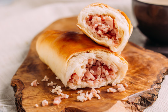 Cachitos and cup of coffee, Venezuelan typical breakfast