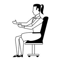 business woman avatar cartoon character in black and white