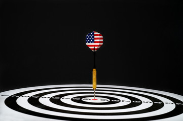 darts with american flag on black background