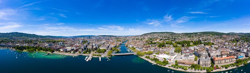 Fototapeta na wymiar Panoramic Aerial view of Zurich city in Switzerland