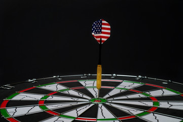 darts with american flag on black background