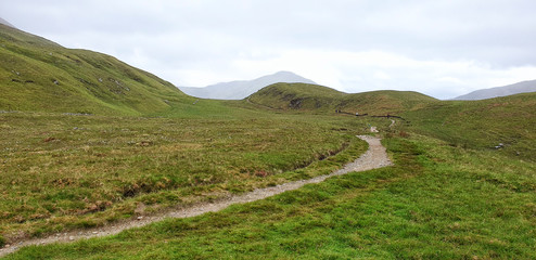 Fototapeta premium West Hiland Way Track, landscape between Kinlochleven and Fort William, long distance hike - Scotland, UK