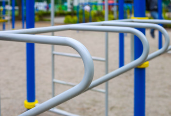 Close up of crossbar in outdoor. Workout concept