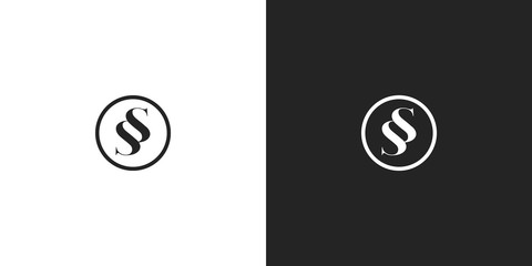 Black and white premium round SS monogram logo