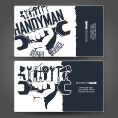 Tool in hand design business cards for handyman