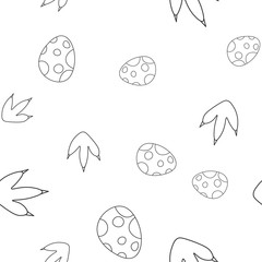 Dinosaur egg and footprint seamless pattern