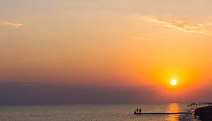 Fototapeta premium sunset, sunrise view postcard sea