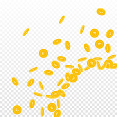 European Union Euro coins falling. Scattered small