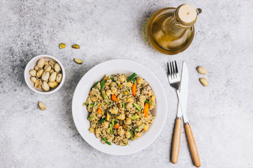 Quinoa salad with chickpeas, healthy vegan food, dieting, clean eating, vitamin and protein snack