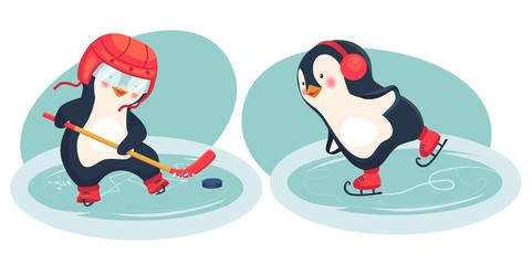 penguin hockey player and penguin skater