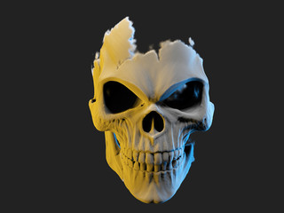 Broken skull made out of smoke