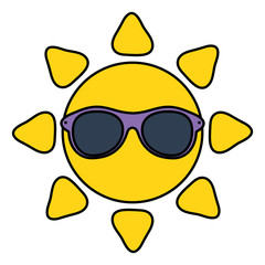 summer sun with sunglasses kawaii character