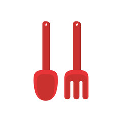 shovel and rake to play on the beach on white background