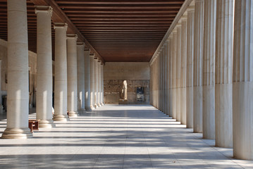 Athens, Greece / May 2019: The archaeological site of the Ancient Agora of Athens.