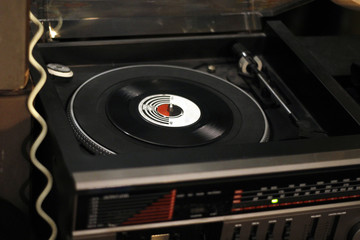 vinyl record on a turntable 