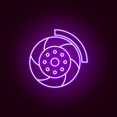 car wheel brake outline icon in neon style. Elements of car repair illustration in neon style icon. Signs and symbols can be used for web, logo, mobile app, UI, UX