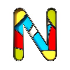 Multi color layers font Letter N 3D