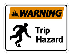 Warning Trip Hazard Symbol Sign On White Background,Vector Illustration