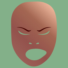 Angry theatrical mask. Vector illustration.
