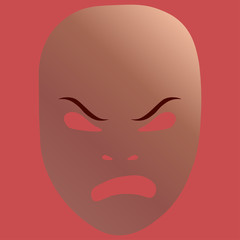 Frenzied theatrical mask. Vector illustration.