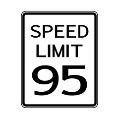USA Road Traffic Transportation Sign: Speed Limit 95 On White Background,Vector Illustration