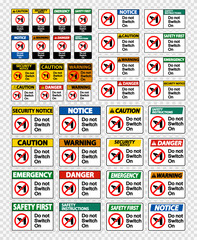 Set do not touch sign label on transparent background