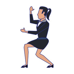 business woman avatar cartoon character blue lines