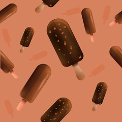 cartoon ice cream seamless texture, vector illustration