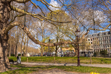 AMSTERDAM, NETHERLANDS - APRIL 13, 2019:Vondelpark in Amastedam