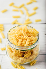Jar of Italian whole wheat fusilli pasta