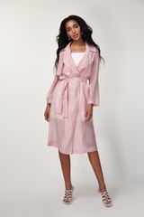 Pretty beautiful sexy elegance woman skin tan body fashion model glamor pose wear trend dress...