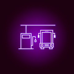 bus gasoline station outline icon in neon style. Elements of car repair illustration in neon style icon. Signs and symbols can be used for web, logo, mobile app, UI, UX