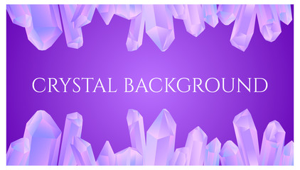 Colorful vector background with 3d effect crystals in purples tone. Web banners template with minerals or violet glass for your design