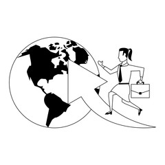 business woman avatar cartoon character in black and white