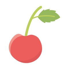 Isolated cherry fruit with leaves design