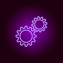 cogwheels gears outline icon in neon style. Elements of car repair illustration in neon style icon. Signs and symbols can be used for web, logo, mobile app, UI, UX