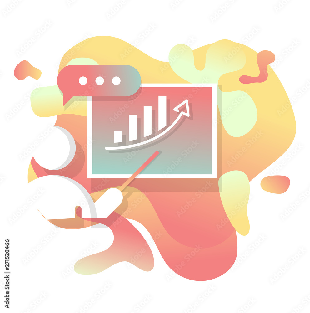 Aufkleber presentation graph icon flat with fluid shapes background vector design. for presentation, poster, i