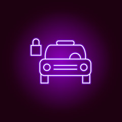 car padlock outline icon in neon style. Elements of car repair illustration in neon style icon. Signs and symbols can be used for web, logo, mobile app, UI, UX