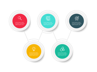 Circle elements of graph, diagram with 5 steps, options, parts or processes. Template for infographic, presentation